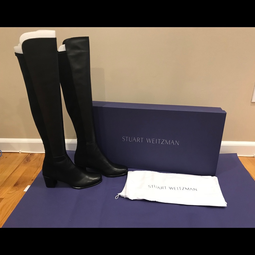 Stuart Weitzman 5050 Boot Black Napa Leather 9M